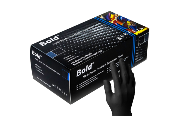 Aurelia Nitrile BOLD Black - 5 Mil, Nitrile Powder Free Examination Gloves